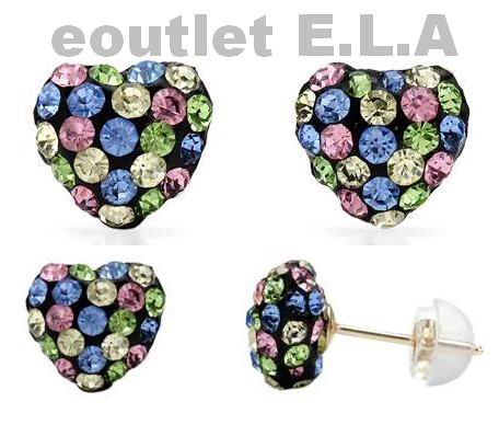 RAINBOW HEART SWAROVSKI CRYSTAL 10K GOLD STUDS